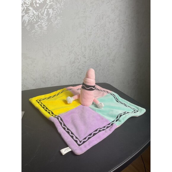 Crayola Crayon Plush Baby Blanket Lovey 14" Square Soft Colorful Comforter By Ap - Picture 7 of 7